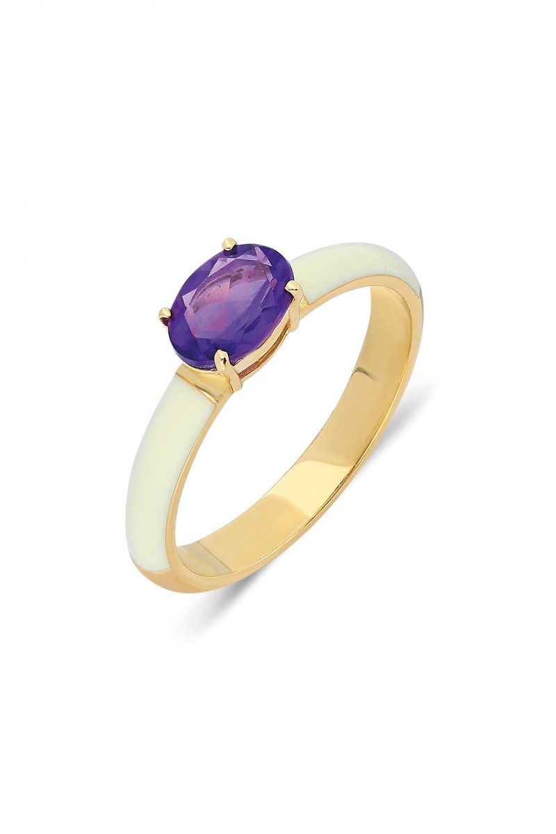 OVAL AMETİST KREM YÜZÜK